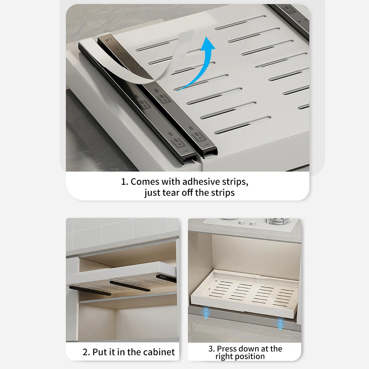 Telescopic Drawer Extendable Pull-Out Cabinet Storage Basket No
