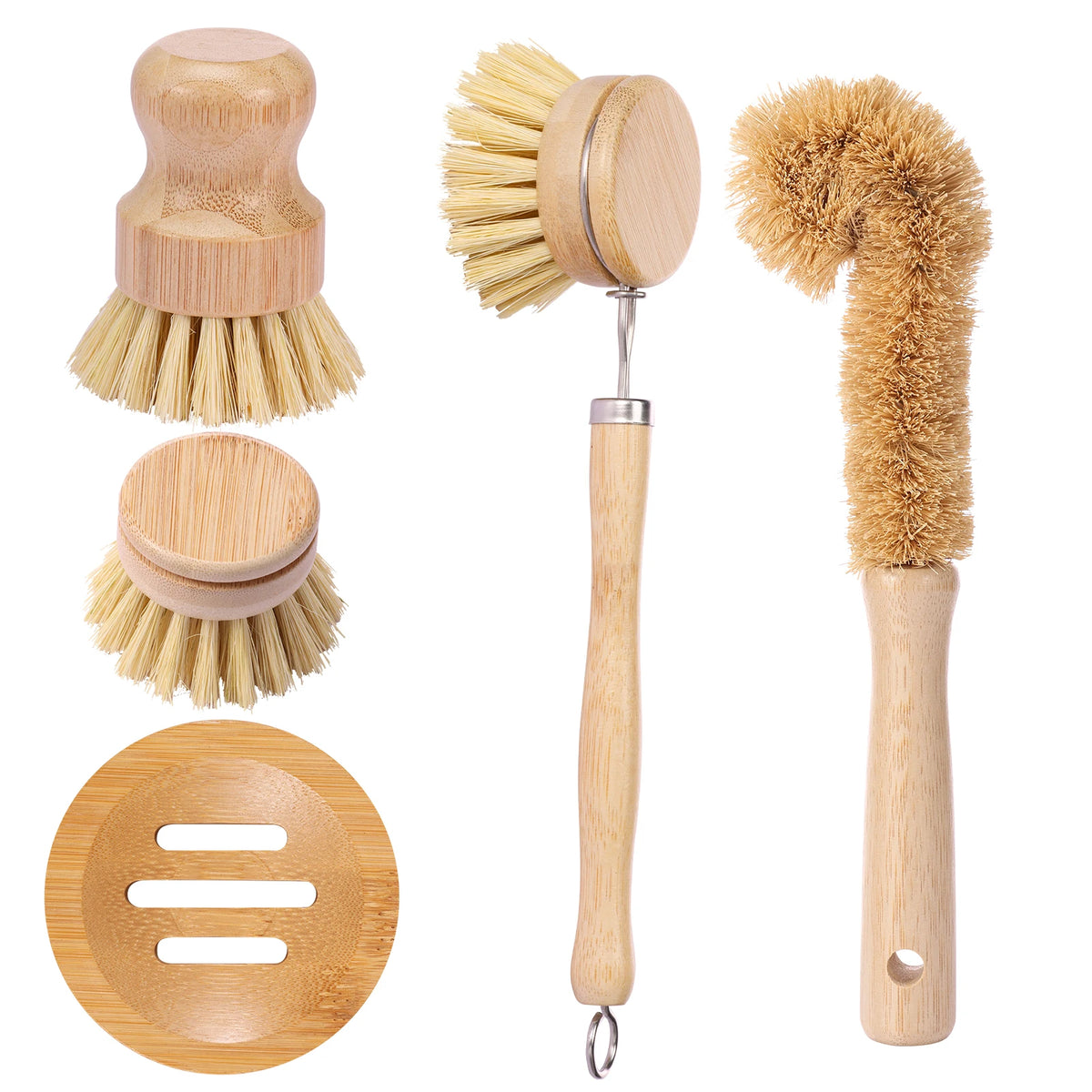 3/4/5/10pcs Bamboo Dish Scrub Brushes Replaceable Dish Brush