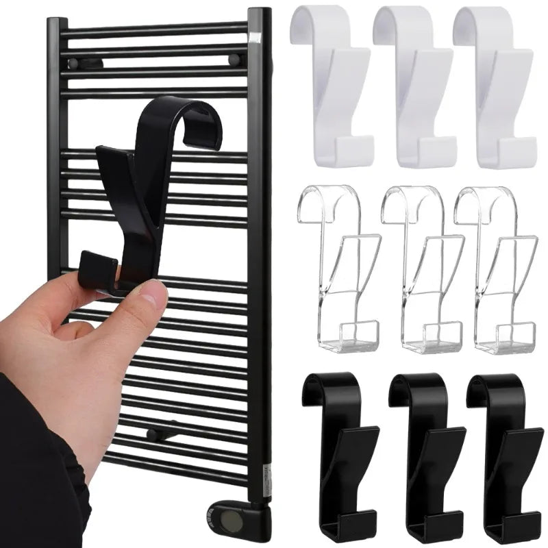 12-3pcs Bathroom Hanger Clips Heated Towel Radiator Rail