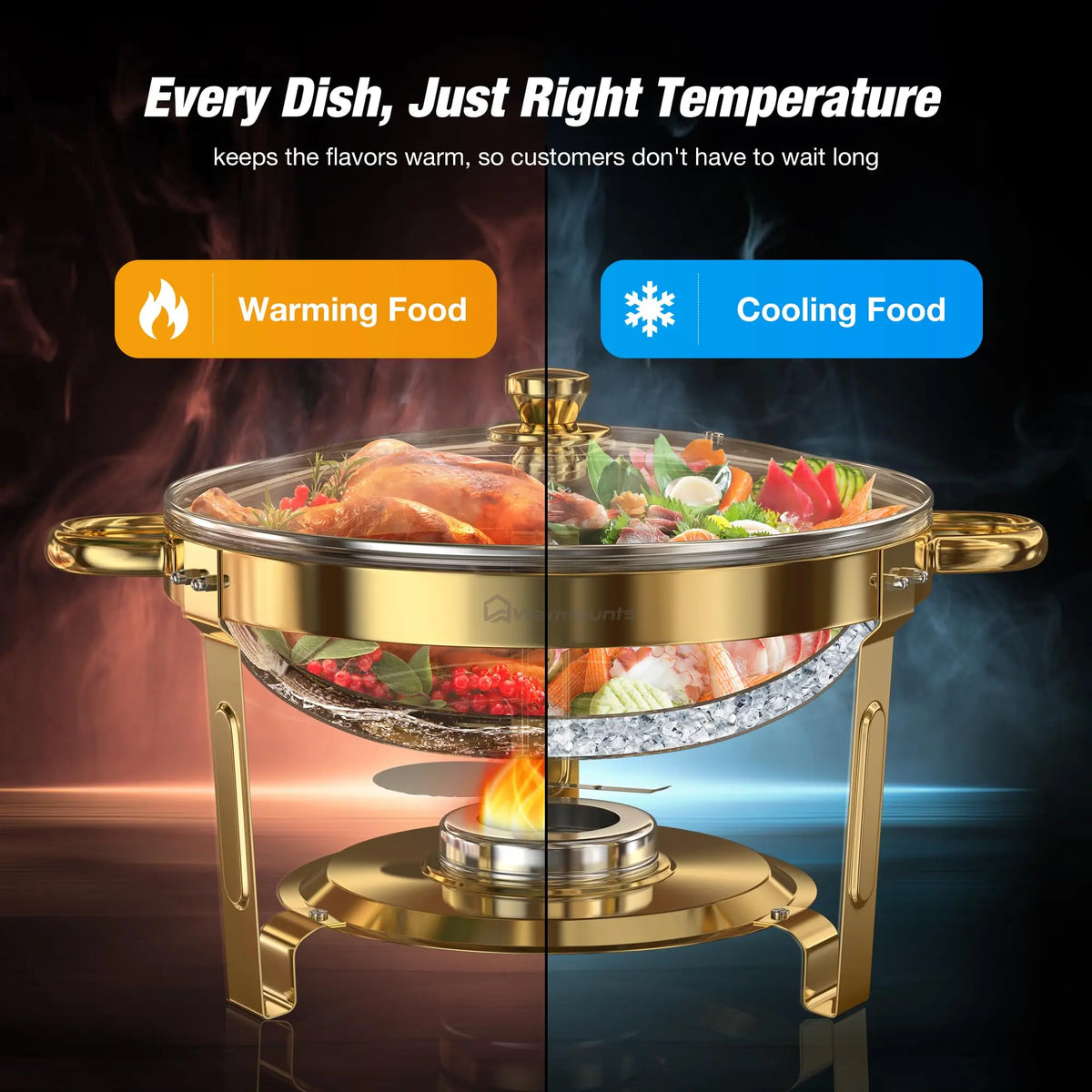 2/4 Pack Chafing Dishes Buffet 5qt Round Stainless