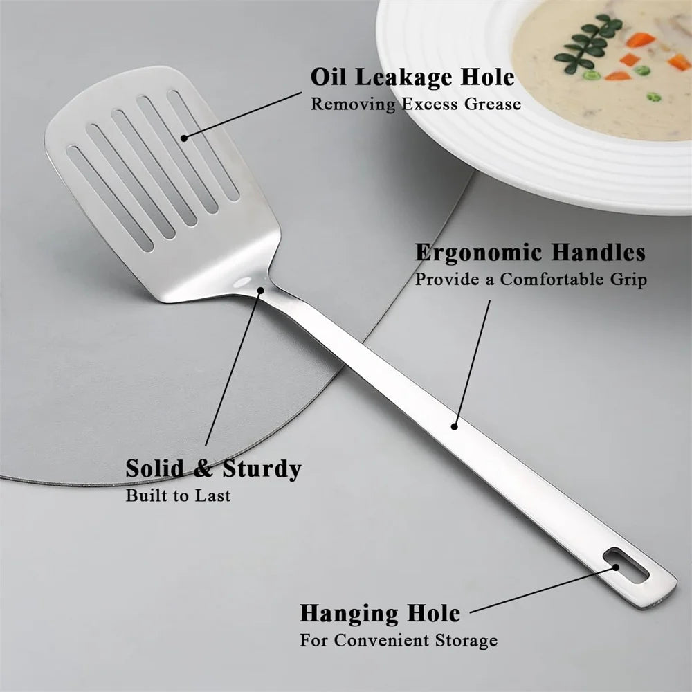 2pack Spatulas Stainless Steel Silver Slotted Turner Solid
