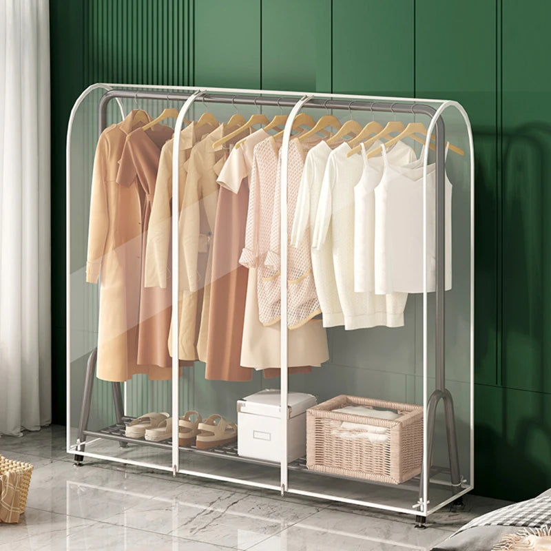 Floor Clothes Hanger Dust Cover Bedroom Drying Rack