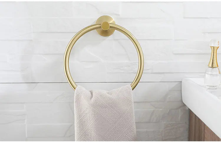 Brushed Gold Bathroom Towel Rack Toilet Brush Roll