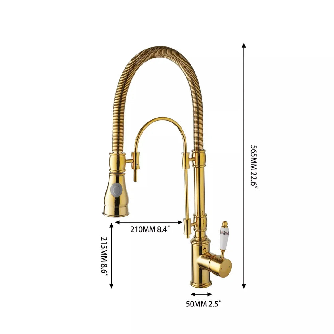 Gold Pull Down Faucet Brass Cold Sink Faucet