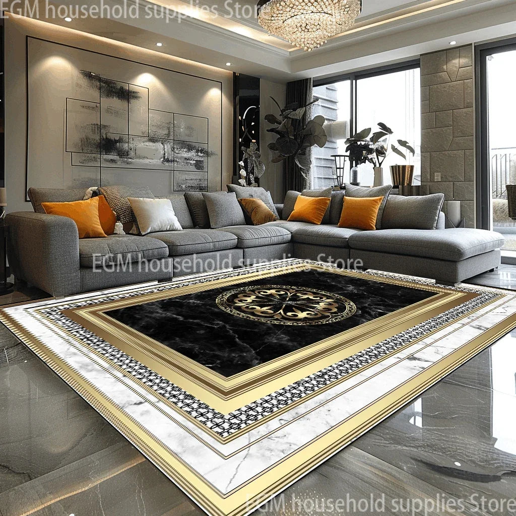 European Style Luxury Large Rugs Living Room Black
