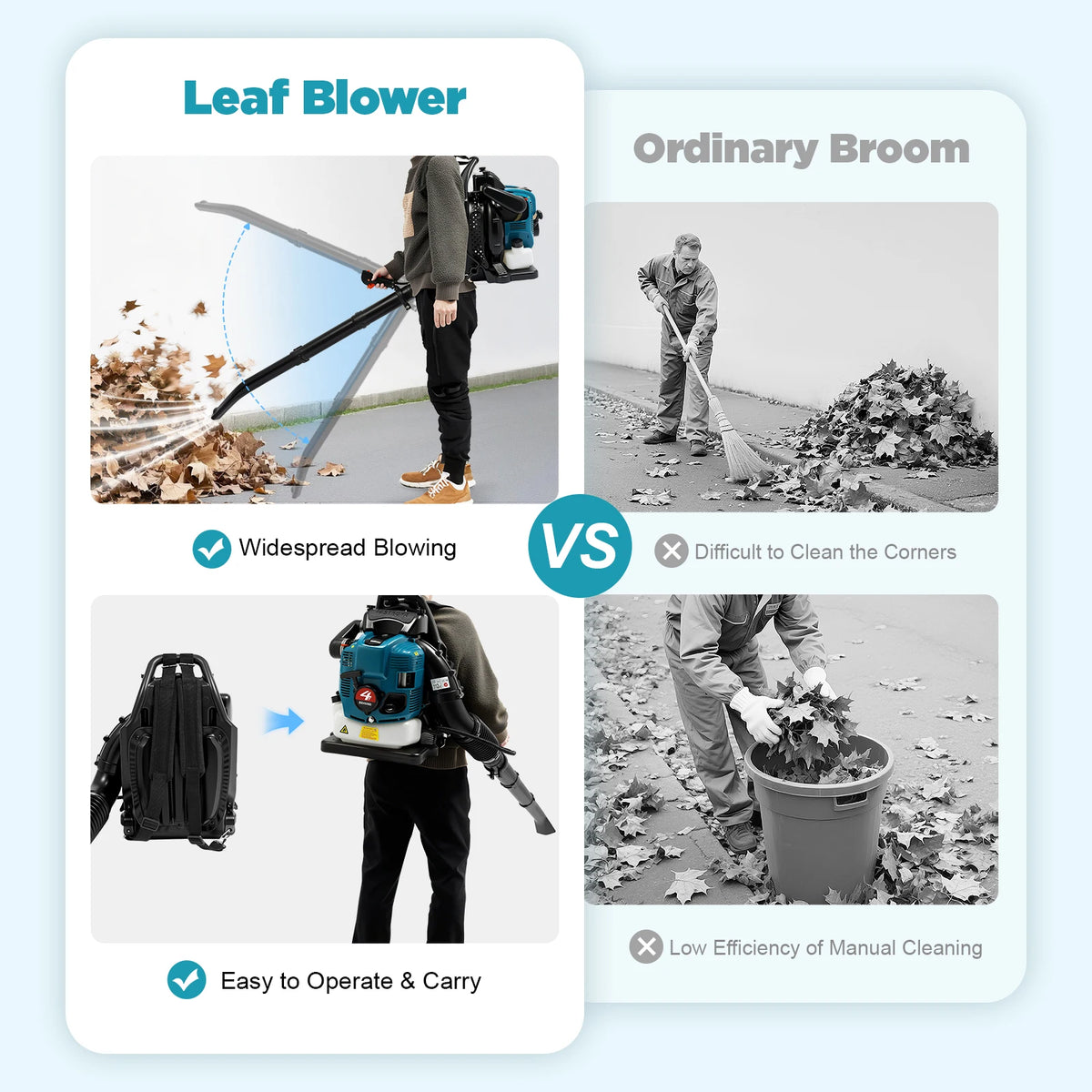 75 6cc 4-Stroke Gas Backpack Leaf Blower 2600w