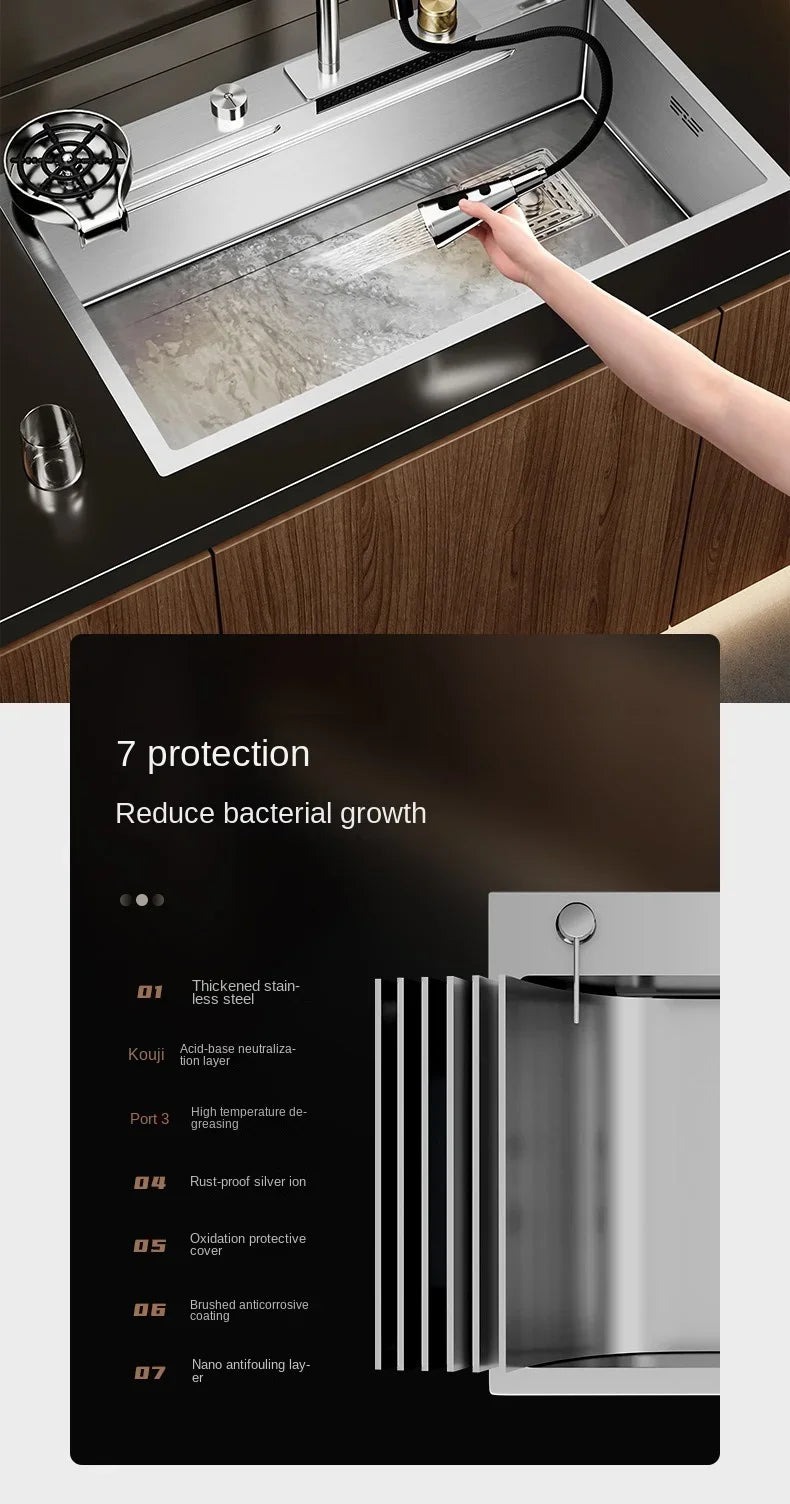 Nano 304 Stainless Steel Sink Waterfall Large Slot