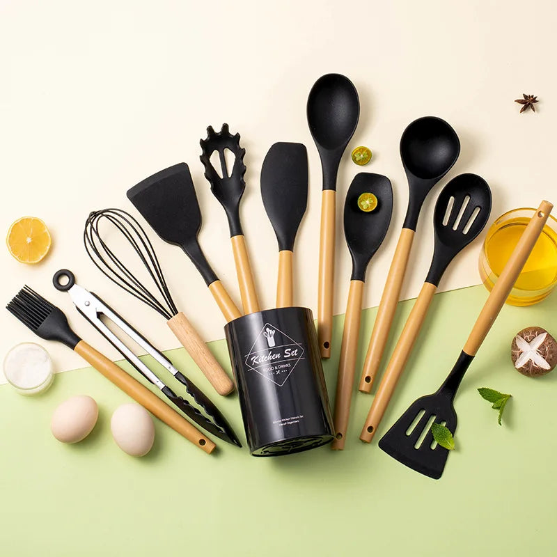 Food Grade Silicone Cooking Utensils Turner Tongs Spatula