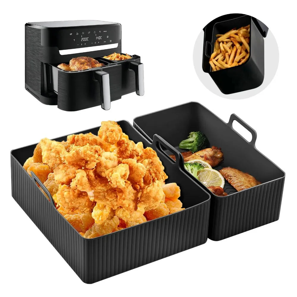 2pcs/Set Silicone Air Fryer Mat Airfryer Baking Pan