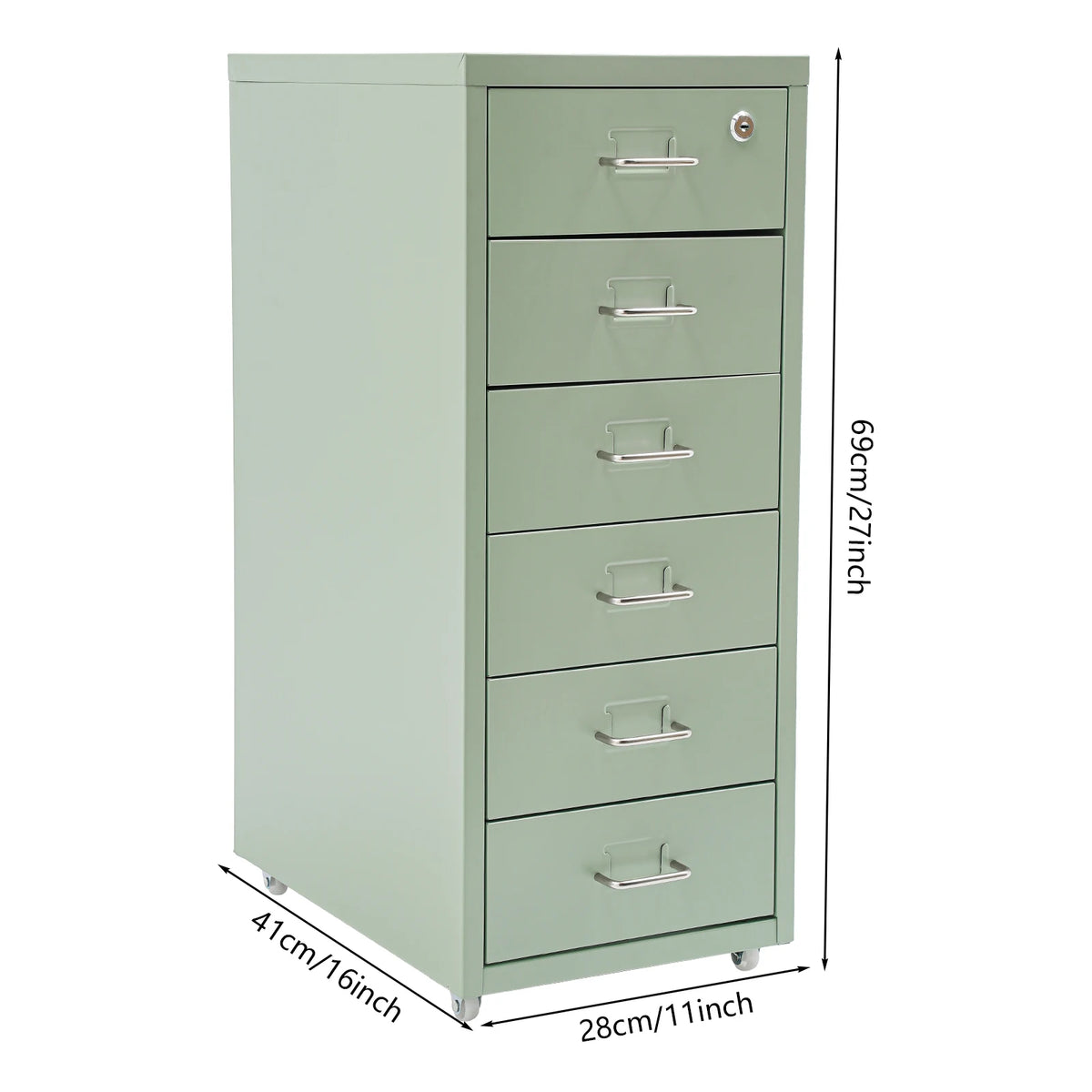 Lockable Rolling Metal File Cabinet 6-Drawer Office Document