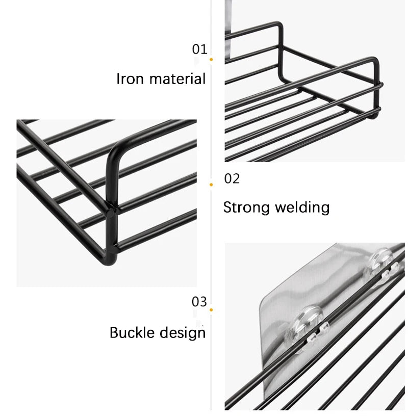 Bathroom Storage Rack Organizer Shelf Black Shelves Corner