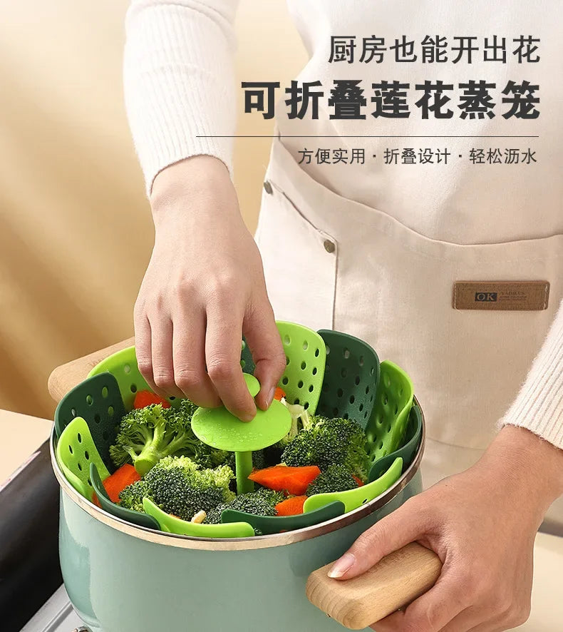 1pc Folding Food Steamer Vegetable Fruit Food Basket