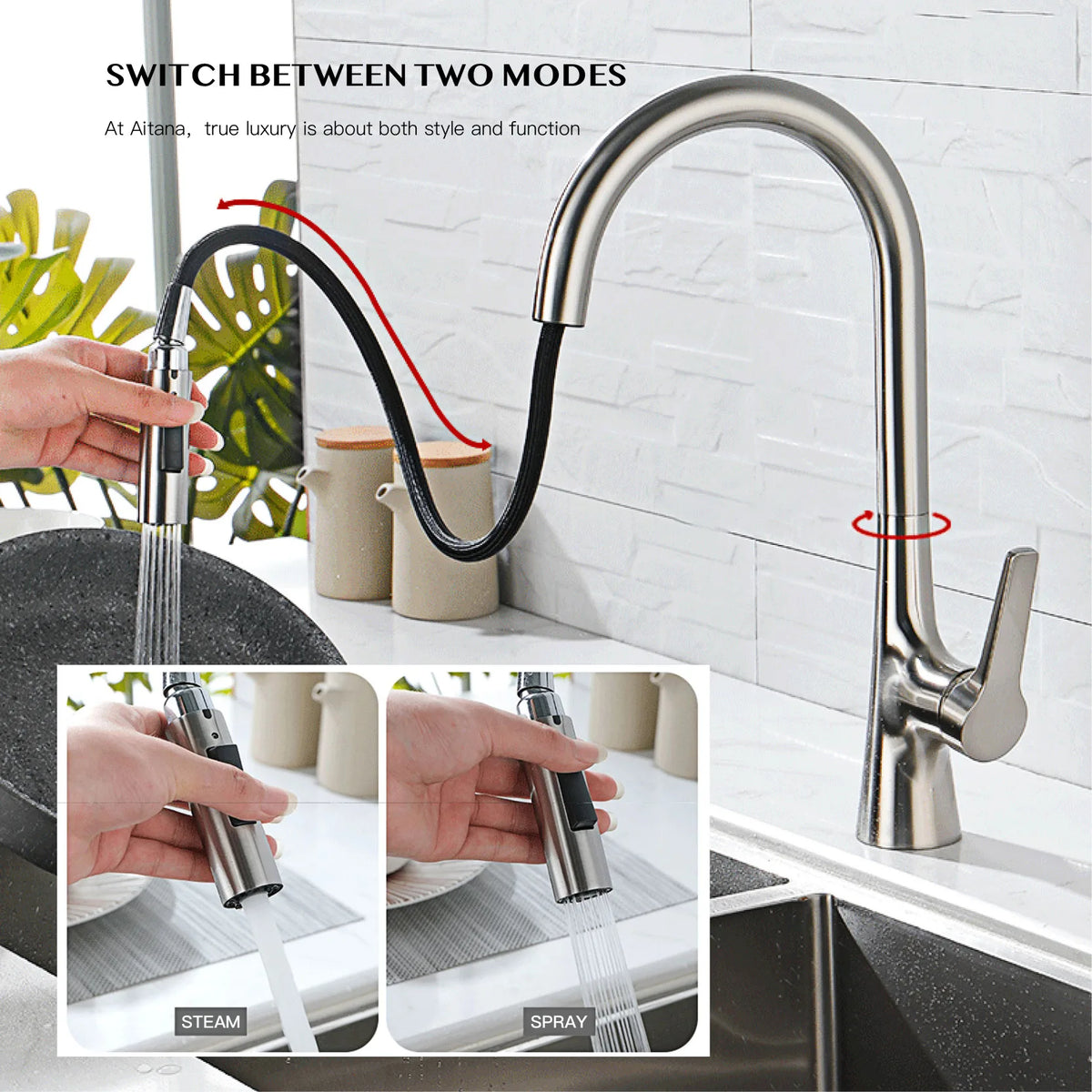 Aitana Modern Brushed Gold Faucet Handle Hole Ceramic