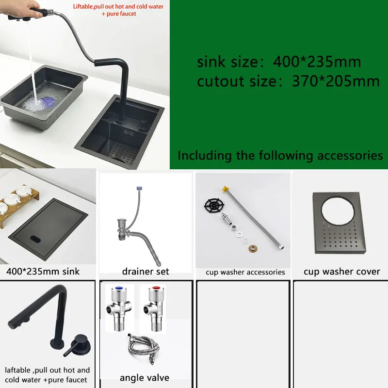 Mini Bar Sink Matte Black Nano Coating Cup