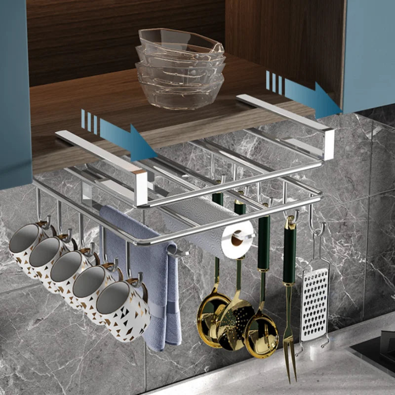 Punch-Free 304 Stainless Steel 2-Layer Storage Rack Wall