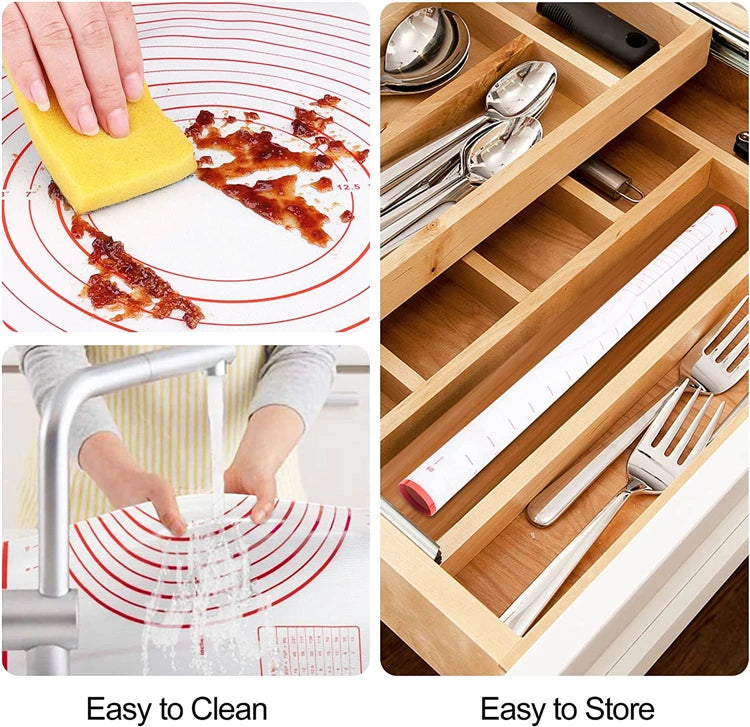 Non Slip Silicone Pastry Mat Measurements Nonstick Thick