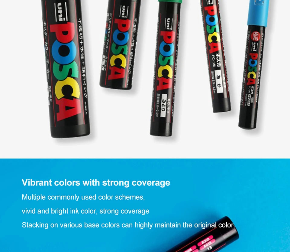 Uni Posca Markers Colors Pc-1m/3m/5m Acrylic Gift Box