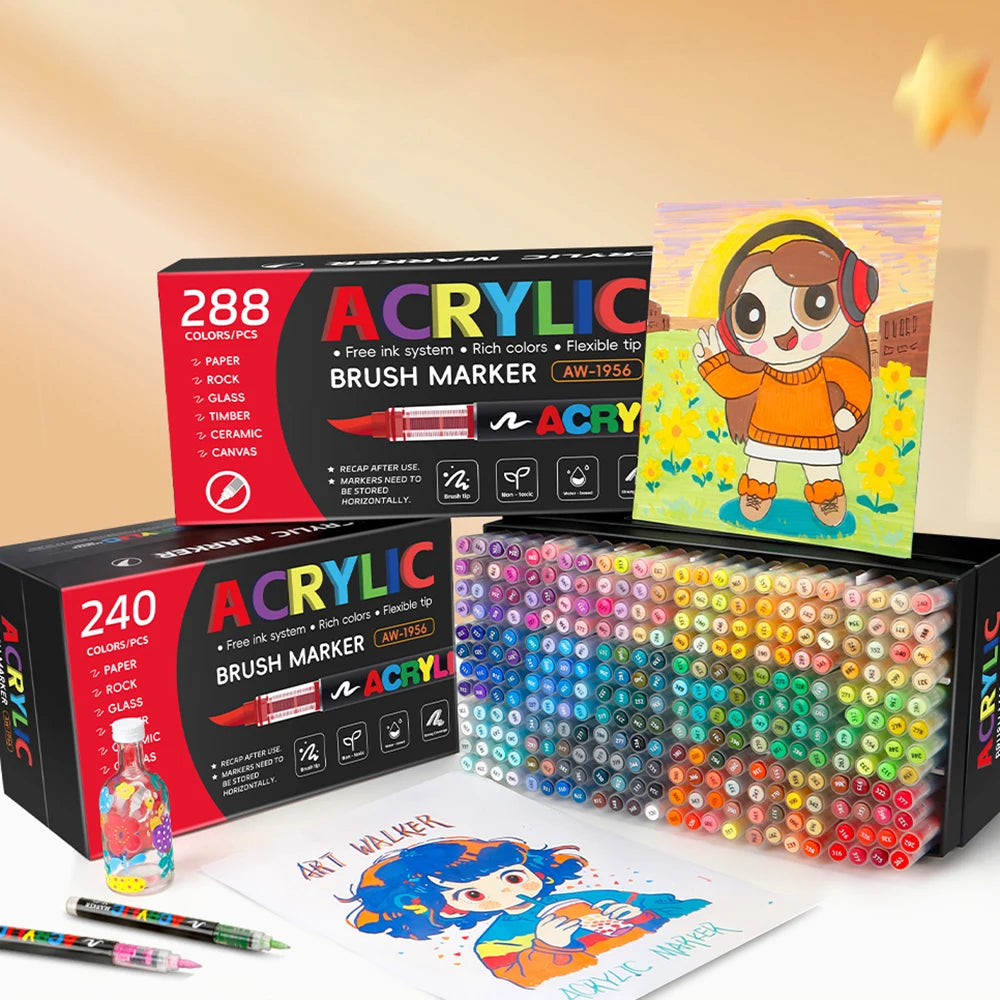 120/168/240/288 Colors Art Markers Large Color Systems Soft