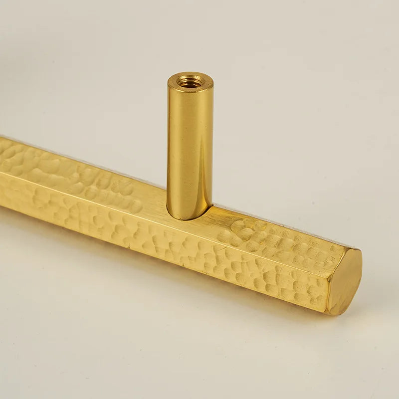 Solid Brass Wardrobe Handles Hammered Texture Handles Gold