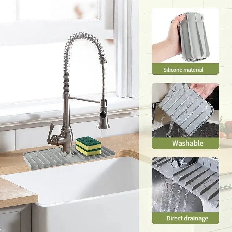 Silicone Faucet Mat Dish Soap Sponge Holder Sink