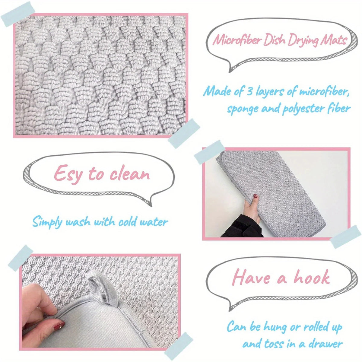2pcs Drying Mats Use 50x38cm Super Absorbent Microfiber
