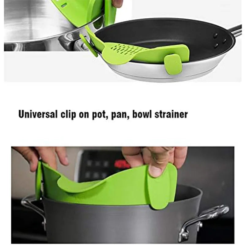 1pc Adjustable Silicone Clip-On Strainer Pots Pans Bowls