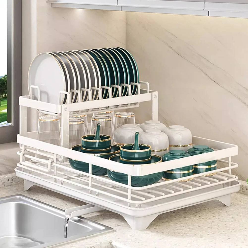 Dish Bowl Drainer Dish Drying Rack Adjustable Plates