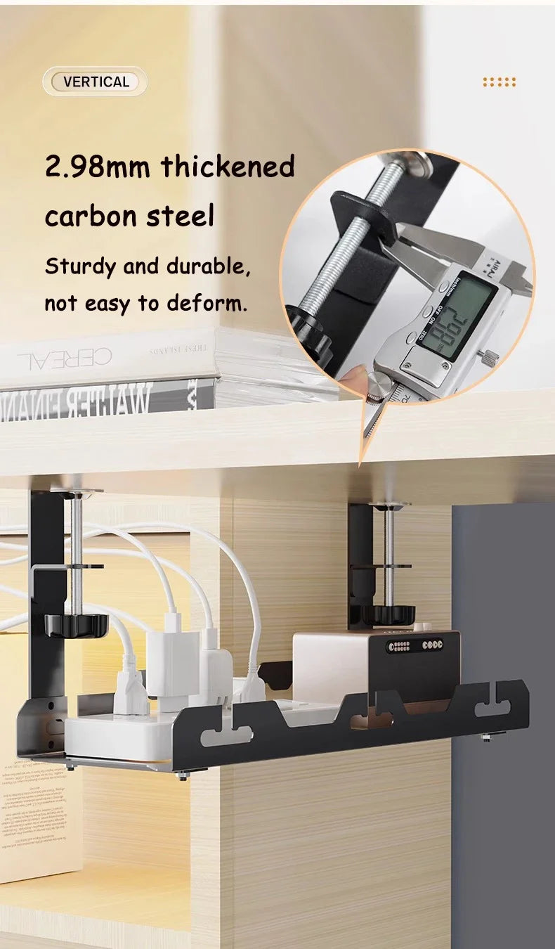 Telescopic Under Table Storage Rack Metal Cable Management