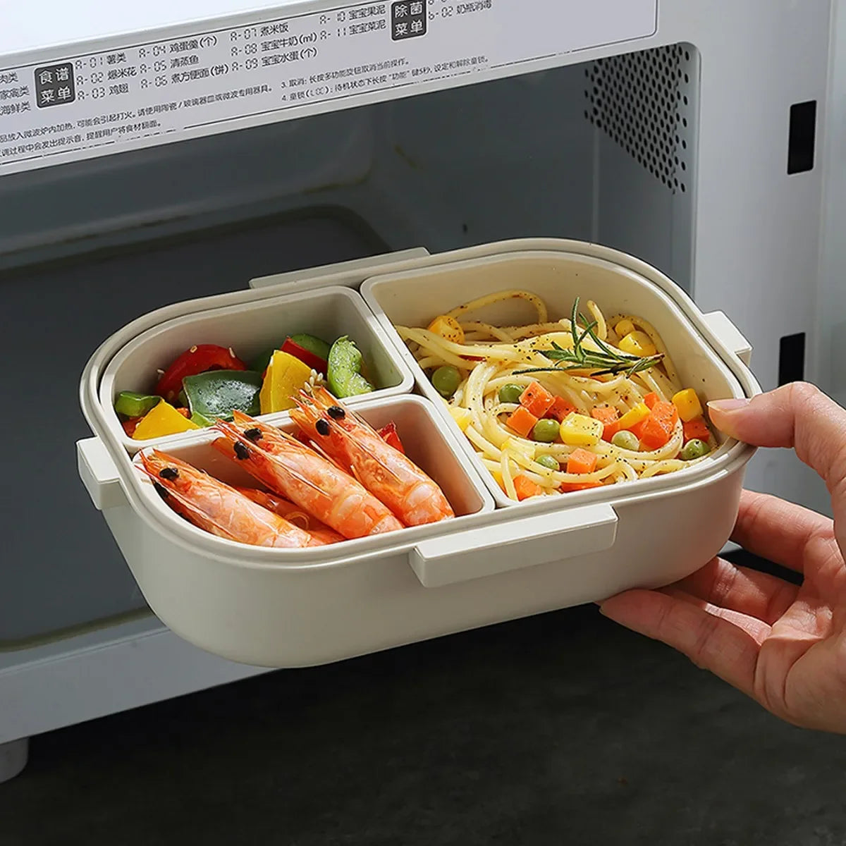 Cute Bear Plastic Divided Food Container Leak-Proof Detachable