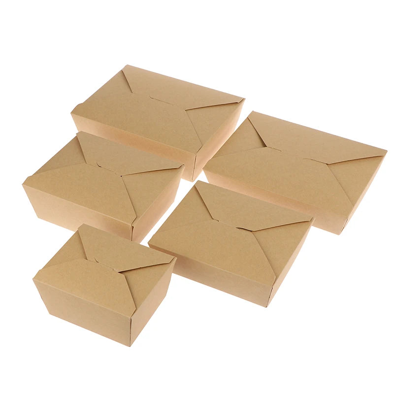 10pcs Disposable Fast Food Boxes Thickened Kraft Paper