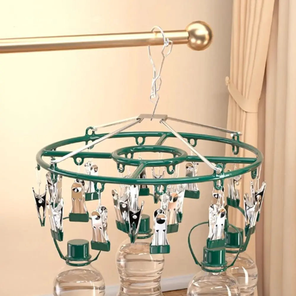 Stainless Steel Clothes Drying Rack Non-Slip 18/24 Clips