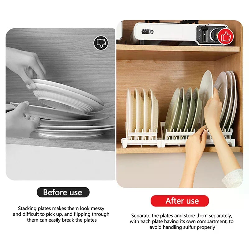 Dish Organizer Rack Upright Draining Cabinet Plate Organizer