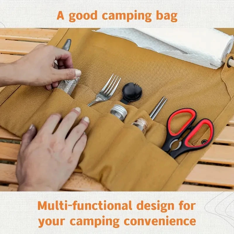 Outdoor Canvas Utensil Organizer Wall Mounted Paper Towel