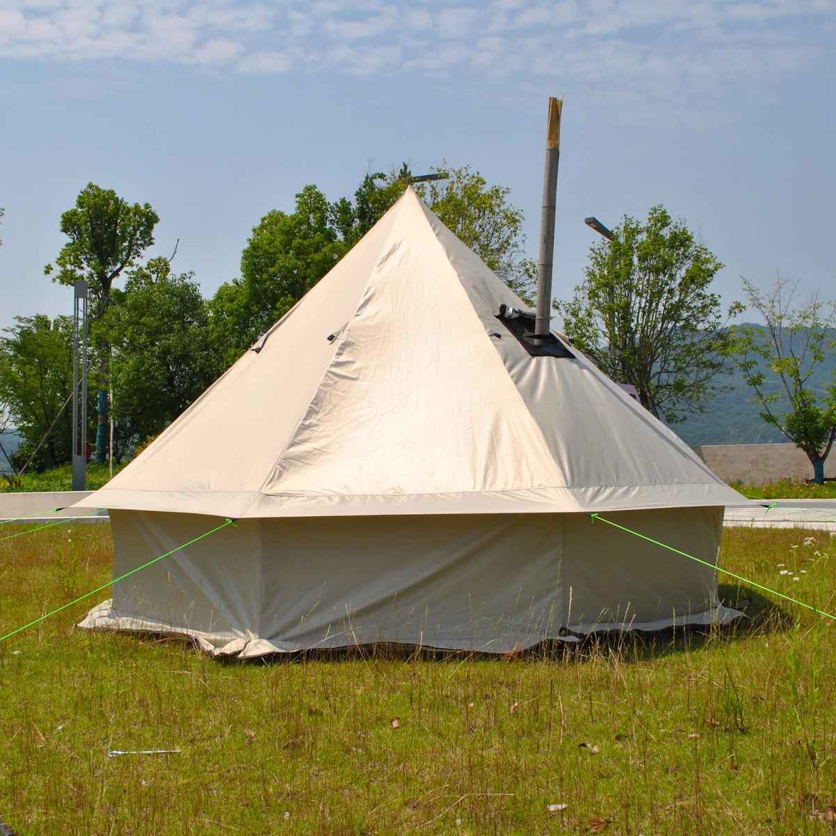 Person Large Pyramid Tent Four Seasons Camping Chimney