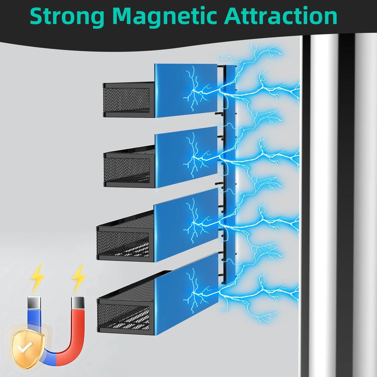Magnetic Spice Rack Refrigerator Metal Strong Magnet Shelf