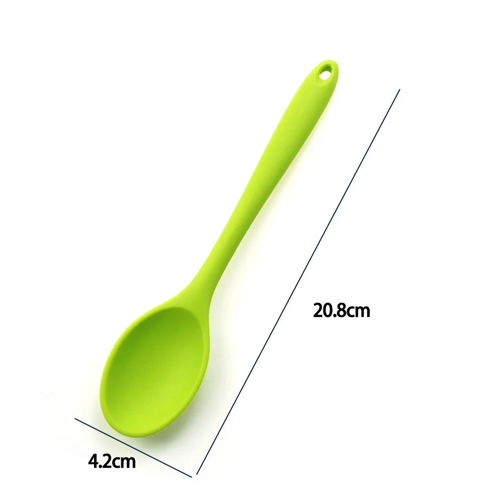 1pc Soft Silicone Spoon Stirring Long Handle Tableware