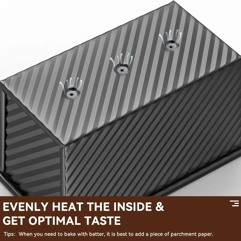 Non-Stick Loaf Pan Carbon Steel Corrugated Lid Homemade