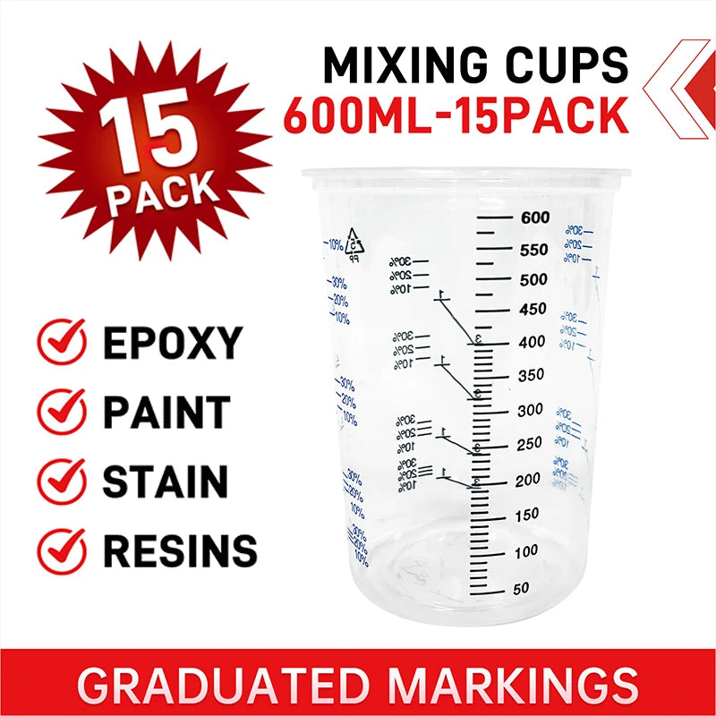 50pcs 600ml Disposable Clear Plastic Paint Mixing Cups