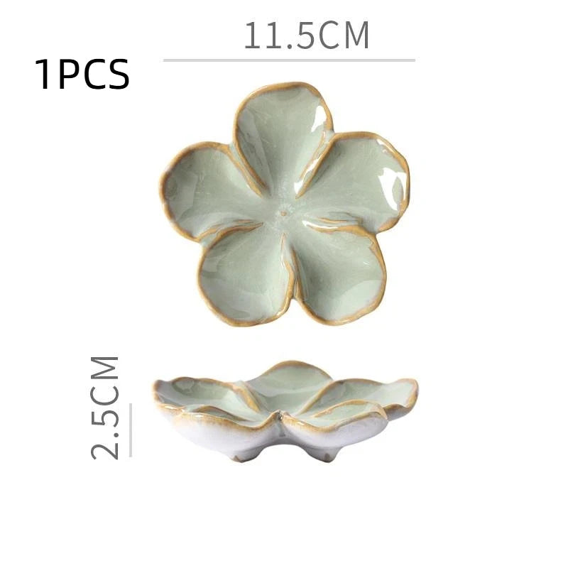 1pcsvintage Ceramic Craft Dish Flower Shaped Small Dish