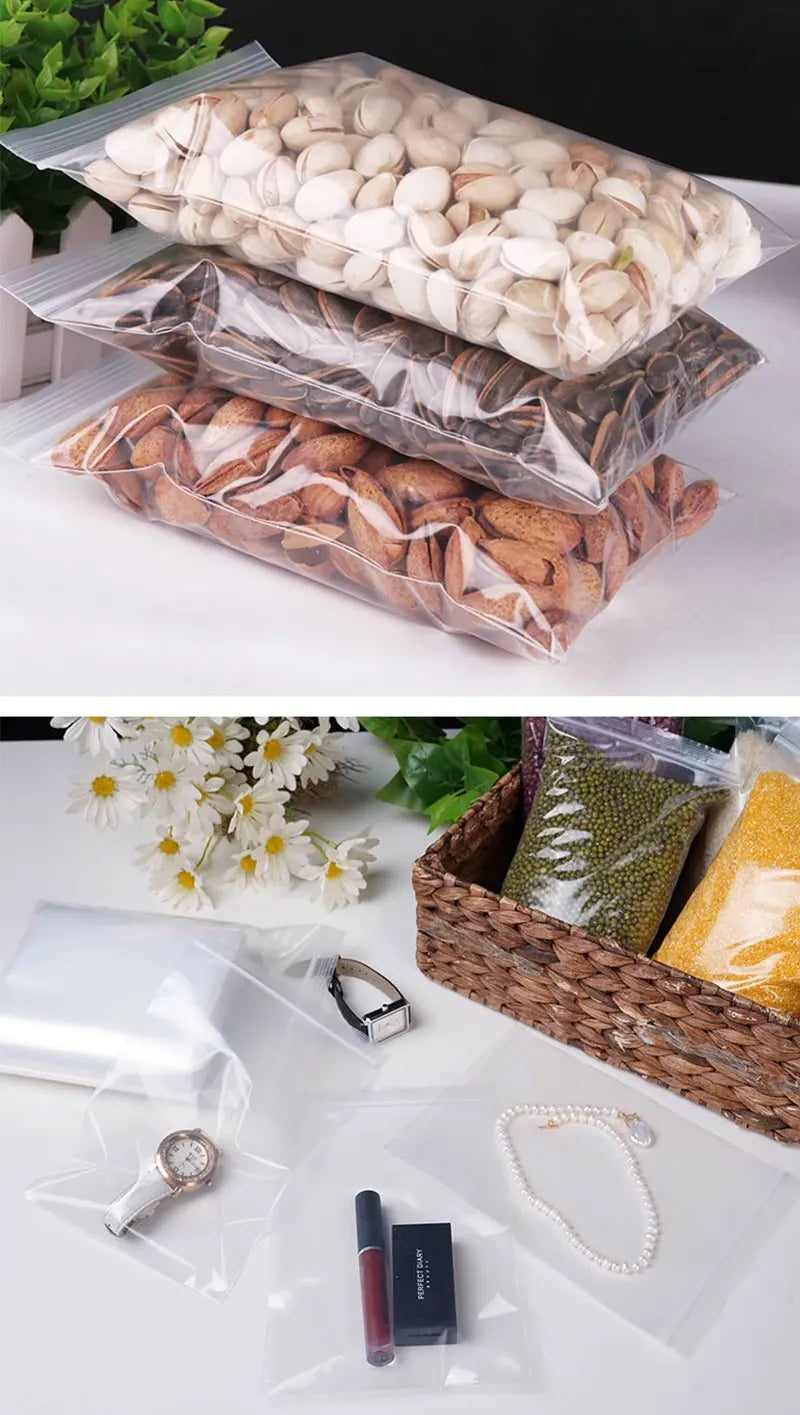 100 Small Plastic Ziplock Bags Resealable Transparent Jewelry