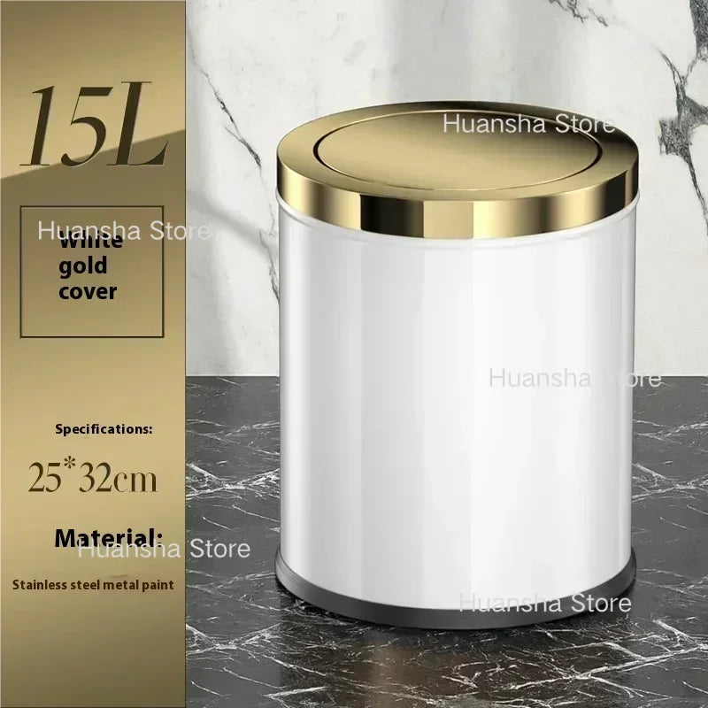 Stainless Steel Trash Can Gold Bathroom Bedroom Recycle