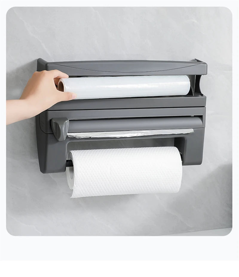 Cling Film Roll Cutting Holder Food Wrap Dispenser