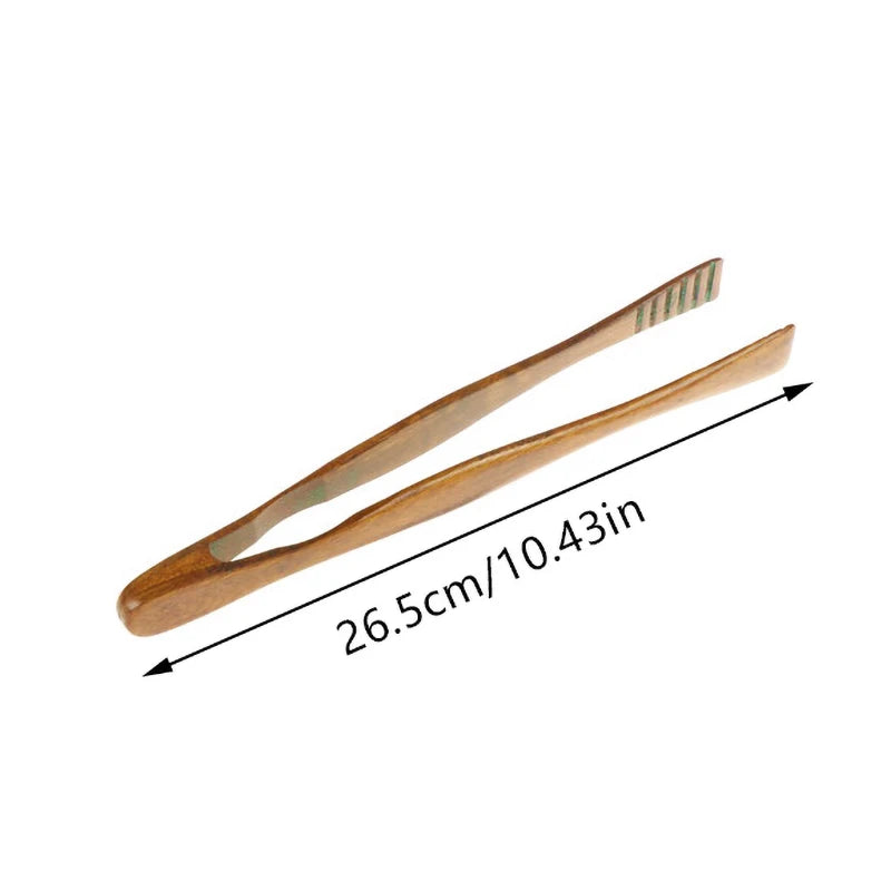 1pc Bamboo Cooking Tongs Food Bbq Salad Bacon