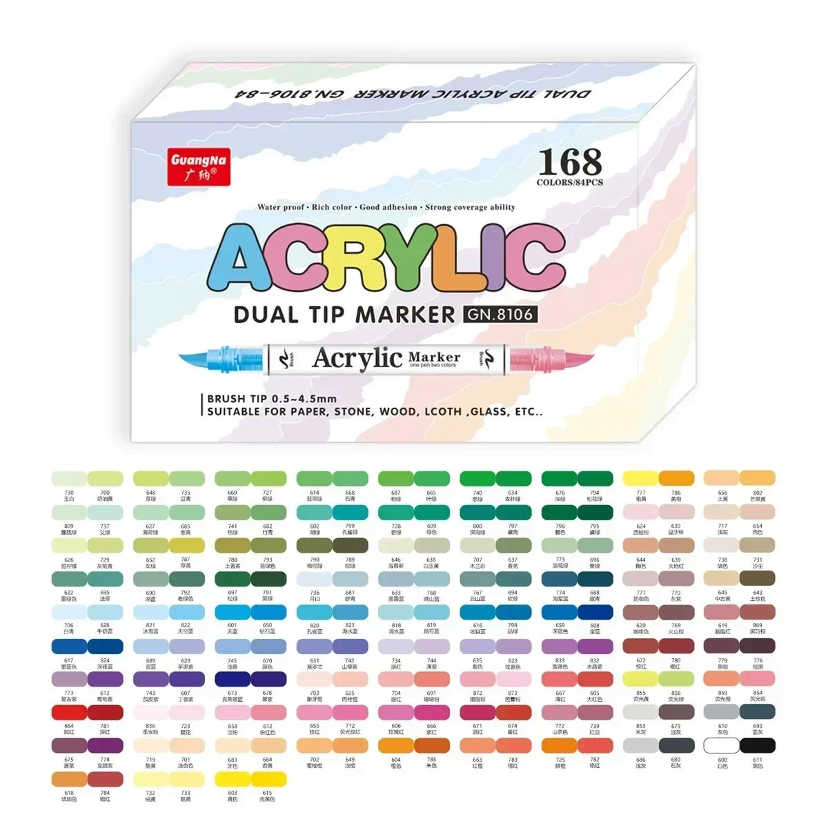 Guangna 12-240 Colors Direct-Liquid Acrylic Marker Paint Brush
