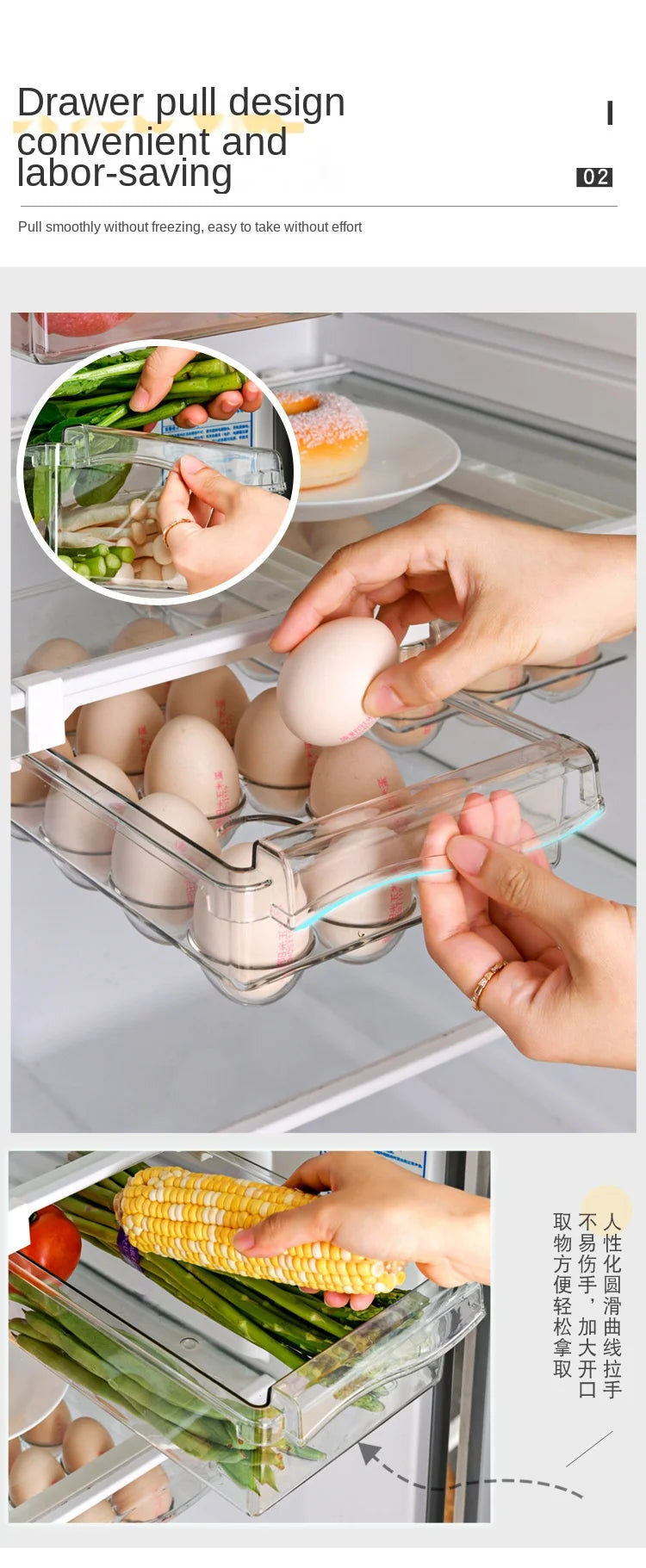 Fridge Organizer Fruit Egg Refrigerator Storage Rack Under-Shelf
