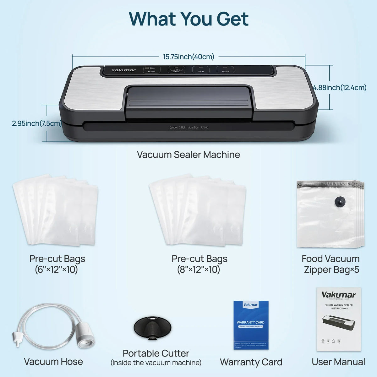 Vakumar Vh1506 Vacuum Sealer Machine Sous Vide Handle
