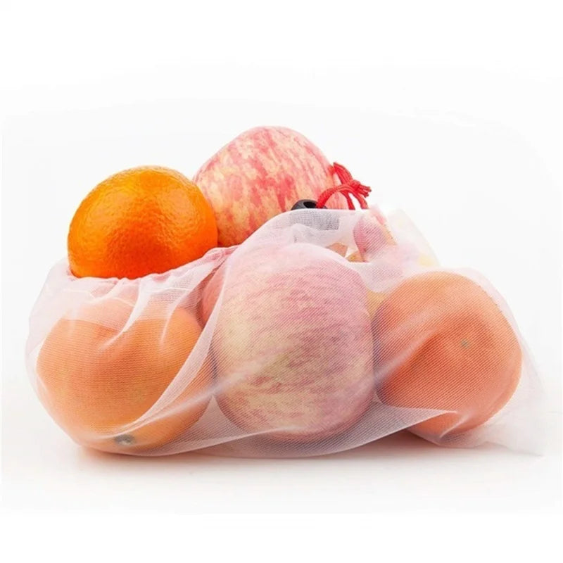 5pcs Reusable Fruit Vegetable Storage Bags Washable Food