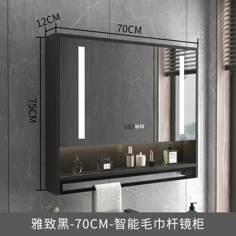 Smart Bathroom Mirror Cabinets Wall-Mounted Backlight Anti-Fog
