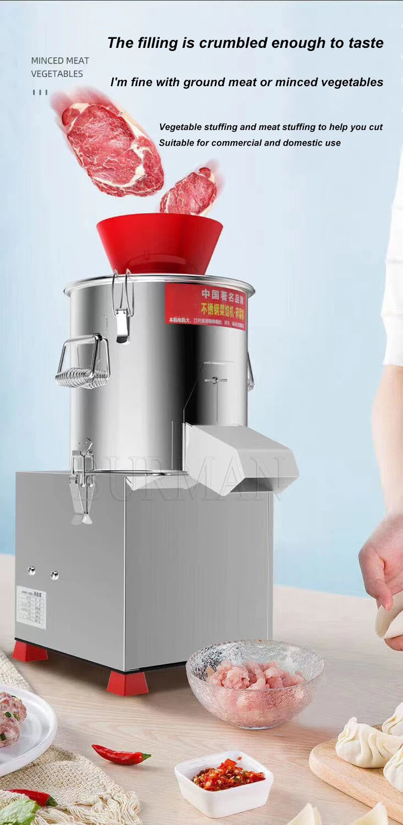 750 Rpm Electric Commercial Vegetable Cutter Mincing Baozi