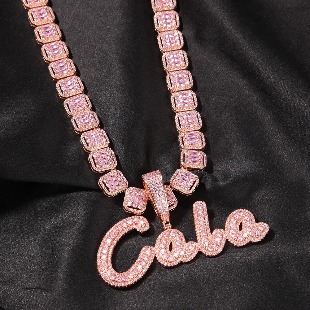 Uwin Custom Name Pendant Brush Cursive Letter Necklace